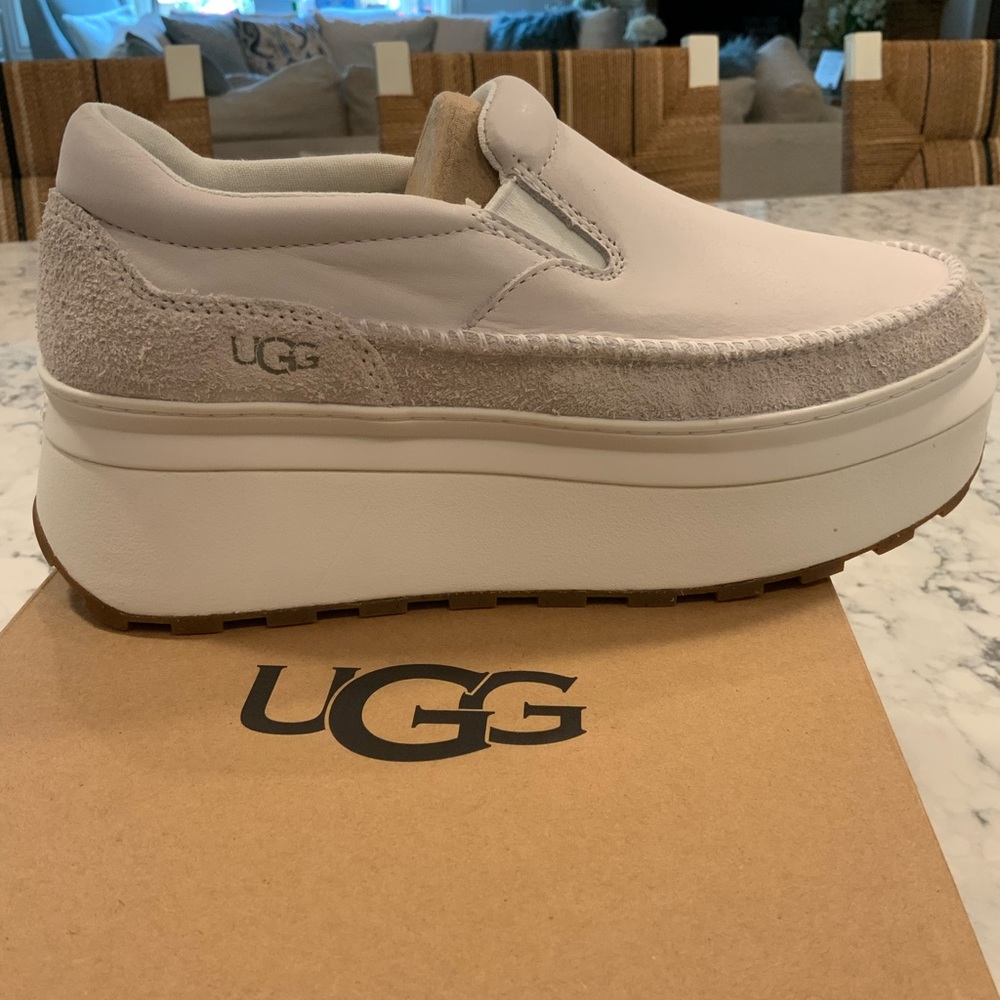 Ugg White Marin Slip On  Platform Shoes NWT